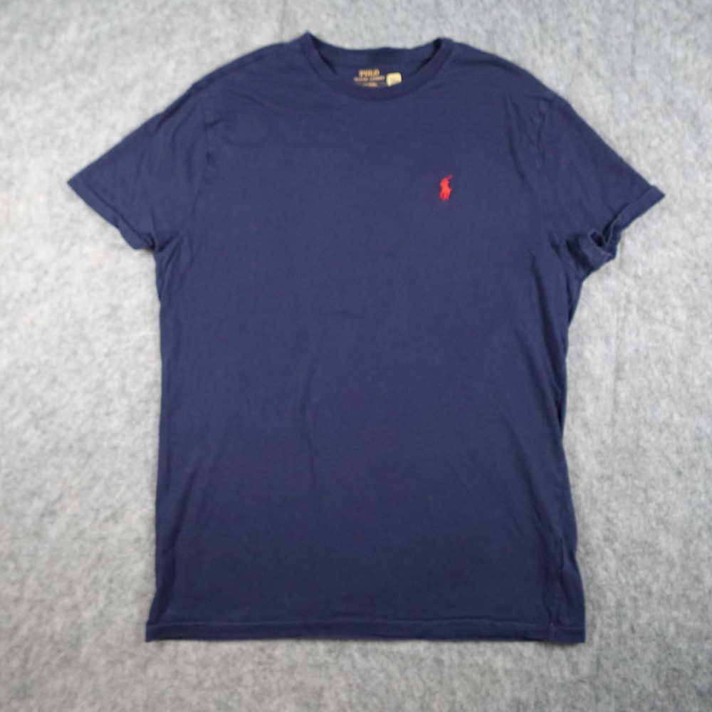 Polo Ralph‎ Lauren Shirt Mens Medium Navy Blue Classic Fit Cotton Short Sleeve